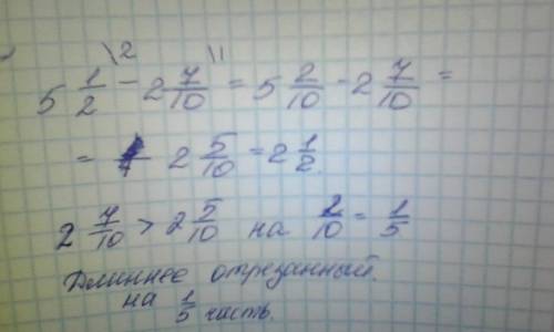 От куска проволки длиной 5 1/2 м отрезали 2 7/10 м проволки.сколько метров проволки осталось? какой