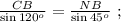 \frac{CB}{ \sin{ 120^o } } = \frac{NB}{ \sin{ 45^o } } \ ;