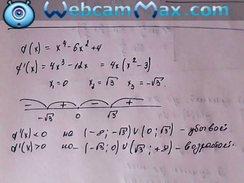 Найти интервалы монотонности функции f(x)=x⁴-6x²+4