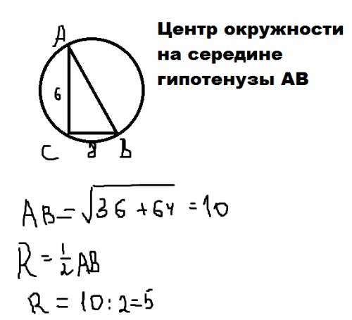 Дан прямоугольный треугольник abc , угол c прямой . найдите радиус окружности , описанной данного тр