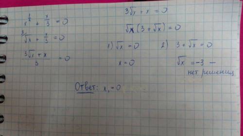 X^1/2 + x/3=0. найти корни урлвнения