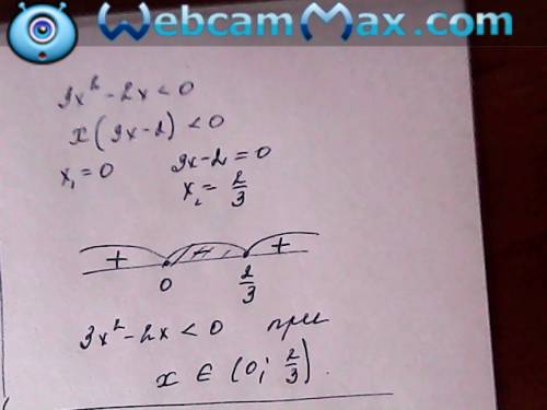 Через интервал 3x^2-2x< 0 с чертежом со всеми расчетам на листочке х^2+2x-3> 0