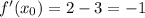 f'(x_0)=2-3=-1