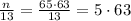 \frac{n}{13}= \frac{65\cdot63}{13}=5\cdot63