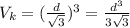 V _{k}= (\frac{d}{ \sqrt{3} } ) ^{3} = \frac{ d^{3} }{3 \sqrt{3} }