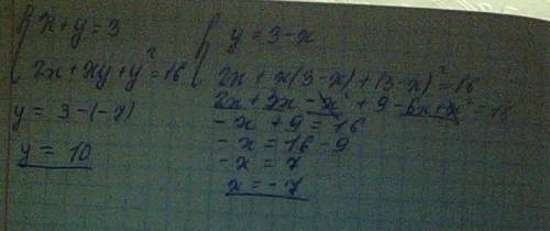 Решить систему неравенств х+у=3 2х²+ху+у²=16