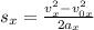 s_x = \frac{v_x^2 - v_{0x}^2}{2a_x}