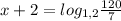 x+2=log_{1,2} \frac{120}{7}