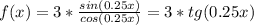 f(x)=3* \frac{sin(0.25x)}{cos(0.25x)}=3*tg(0.25x)