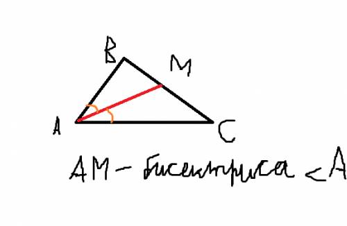 Начертите произвольный треугольник abc. постройте биссектрису am.