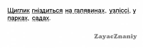 Щиглик гниздиться на голяаинах узліссі у парках садах визначіть головні та другорядні члени речення