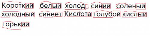 Выделить окончание, основу и корень.короткий, белый, холод, синий, соленый ,холодный, синеет.кислота