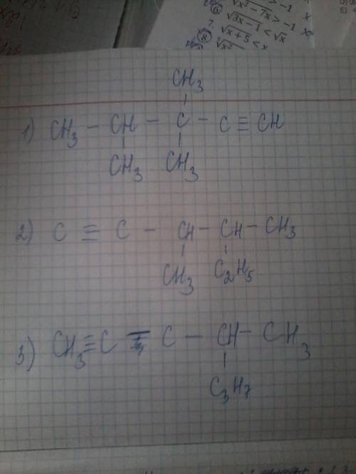 Составьте структурные формулы алкинов состава с8н14, содержащих в главной цепи пять углеродных атомо