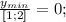 \frac{y_{min}}{[1;2]}=0;