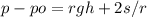 p - po =rgh+2s/r