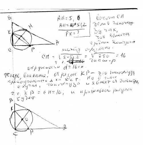 Впрямоугольном треугольнике abc высота сн делит гипотенузу ав на отрезки ан=5 и вн=51,2. окружность,
