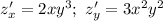 z'_x=2xy^3;\ z'_y=3x^2y^2