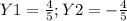 Y1 = \frac{4}{5} ; Y2 = - \frac{4}{5}