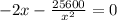 -2x - \frac{25600}{ x^{2} } = 0