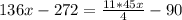 136x-272= \frac{11*45x}{4}-90