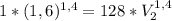 1*(1,6)^{1,4}=128*V_2^{1,4}