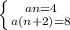 \left \{ {{an = 4} \atop {a(n + 2) = 8}} \right.