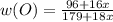 w(O)= \frac{96+16x}{179+18x}