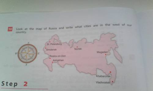 Look at the map of russia and write what cities are in the west if our country