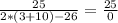 \frac{25}{2*(3+10)-26} = \frac{25}{0}