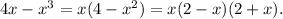 4x-x^3=x(4-x^2)=x(2-x)(2+x).