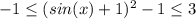 -1 \leq (sin(x) +1)^2-1\leq 3