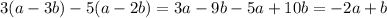 3(a-3b)-5(a-2b)=3a-9b-5a+10b=-2a+b