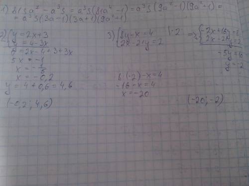 Выполните разложение на множители: 81sa^7-a^3s найдите точку пересечения графиков линейной функции у
