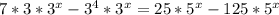 7*3*3^{x}-3^4*3^{x}=25*5^{x}-125*5^{x}