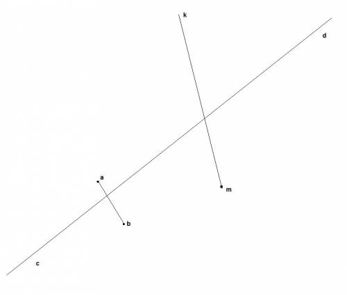 Начертите прямую cd,луч mk и отрезок ab так,чтобы прямая cd пересекала луч mk и отрезок ab,а луч mk
