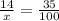 \frac{14}{x} = \frac{35}{100}