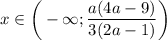 x \in \bigg (-\infty; \dfrac{a(4a-9)}{3(2a - 1)} \bigg)
