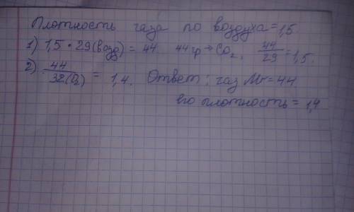 Найти плотность газа по кислороду, если его плотность по воздуху равна 1,5