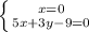 \left \{ {{x=0} \atop {5x+3y-9=0}} \right.