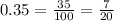 0.35=\frac{35}{100}=\frac{7}{20}