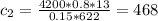 c_{2}= \frac{4200*0.8*13}{0.15*622} =468