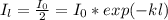 I_l= \frac{I_0}{2}=I_0*exp(-kl)