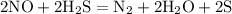 \mathrm{2NO + 2H_{2}S = N_{2} + 2H_{2}O + 2S}