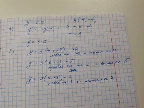 А)задайте линейную функцию у=кх формулой, если, известно, что ее график проходит через точку а (-4;