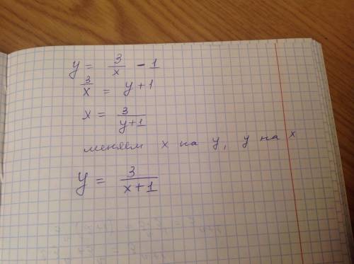 Найдите функцию обратную данной y=3/x-1
