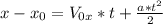 x- x_{0} = V_{0x} *t+ \frac{a*t^{2} }{2}