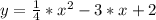 y=\frac{1}{4}*x^2-3*x+2