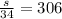 \frac{s}{34} = 306