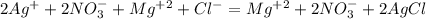 2Ag^++2NO_3^-+Mg^+^2+Cl^-=Mg^+^2+2NO_3^-+2AgCl