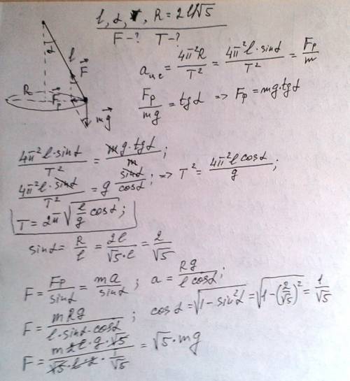 Груз подвешенный на нити длинной l равномерно движется по окружности в горизонтальной плоскости. нит